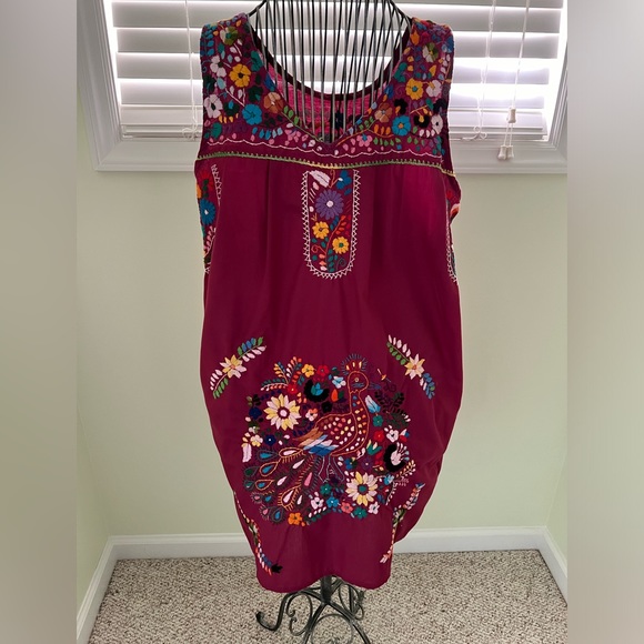 Hand embroidered modern Mexican, mini dress by Erica Maree - Picture 2 of 6